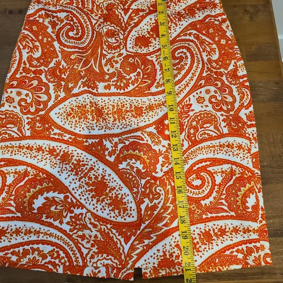 J.crew Factory The Pencil Skirt In Orange Paisley Floral Print - Picture 6 of 6